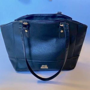 Jones New York Signature Faux Pebbled Leather Black Purse Shoulder Bag